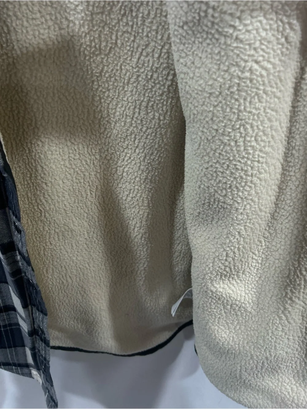 LN The North Face Campshire Navy & White Plaid Sherpa-Lined Button-Down Jacket